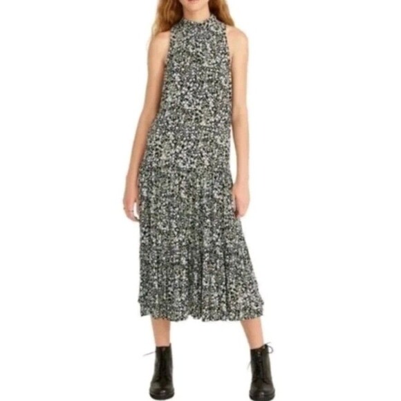 J. Crew Ditsy Dainty Whimsy Floral Tiered Halter Neck Flare Midi Dress Size 2 - Picture 1 of 14